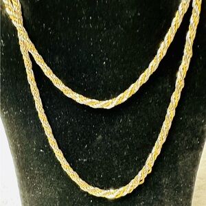Elegant Gold / Silver Tone Twisted Rope Necklace by Trifari